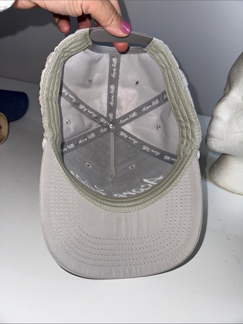 Acorn Hills Performance Script Rope Hat Snapback Cap Light Gray Golf Outdoors - Picture 6 of 7